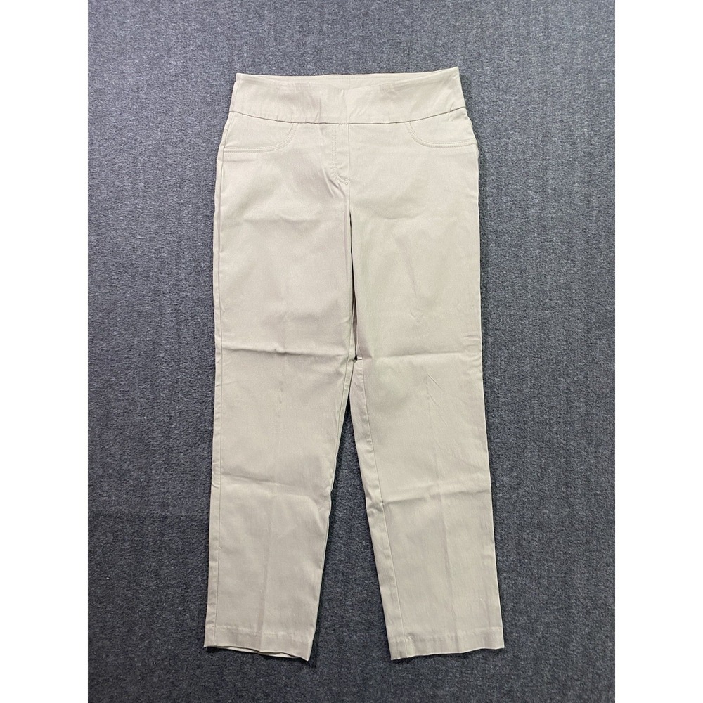Ruby Rd Beige Pull On Ankle Pants Womens 10 High Rise Stretch Straight Leg 14590